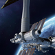 An illustration of a commercial space station in low earth orbit.
